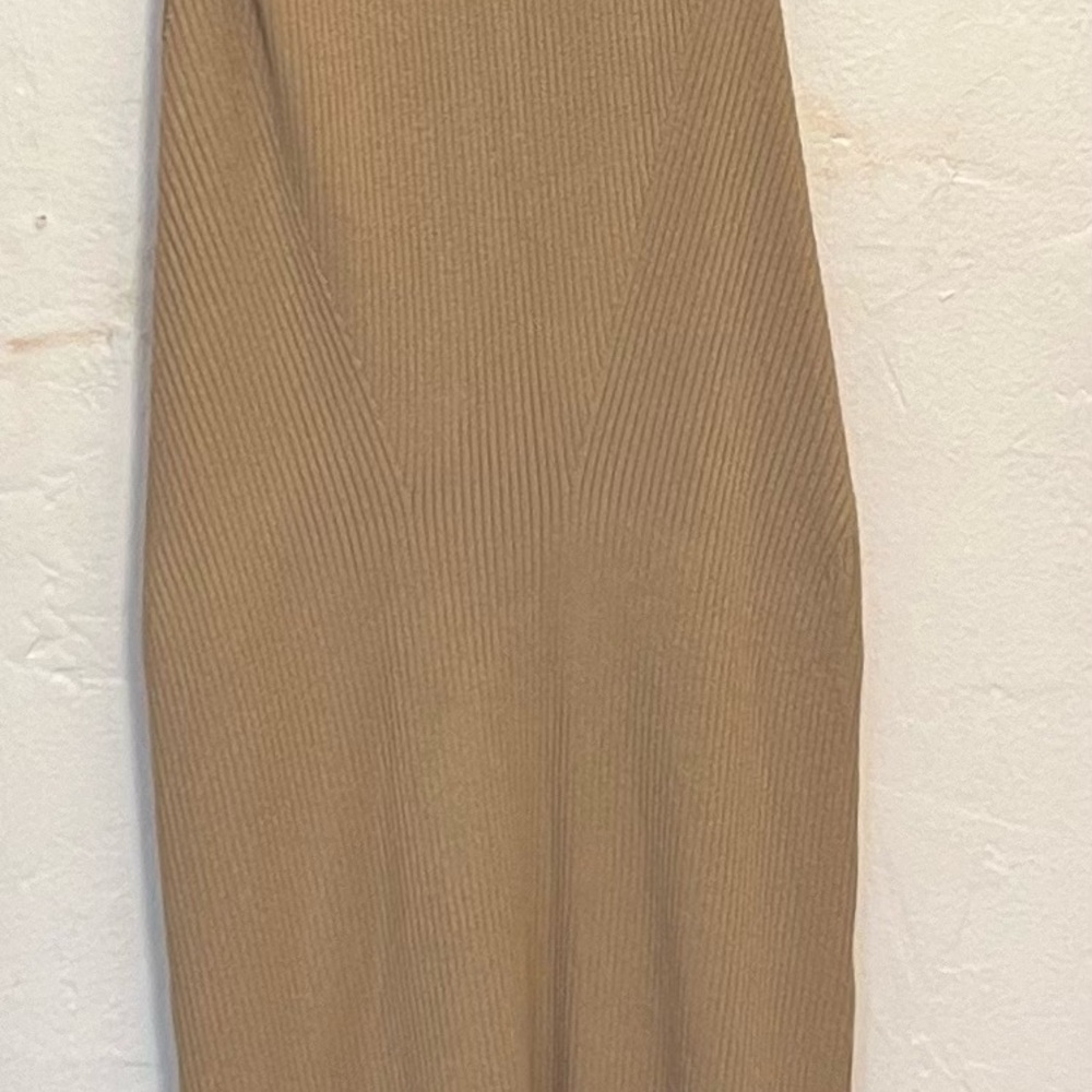 Anthropologie Knit Mock Turtle Neck Midi Tan Cedar Sweater Dress Size XS - Picture 10 of 12